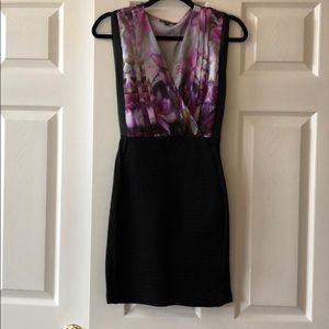 Black floral fitted dress